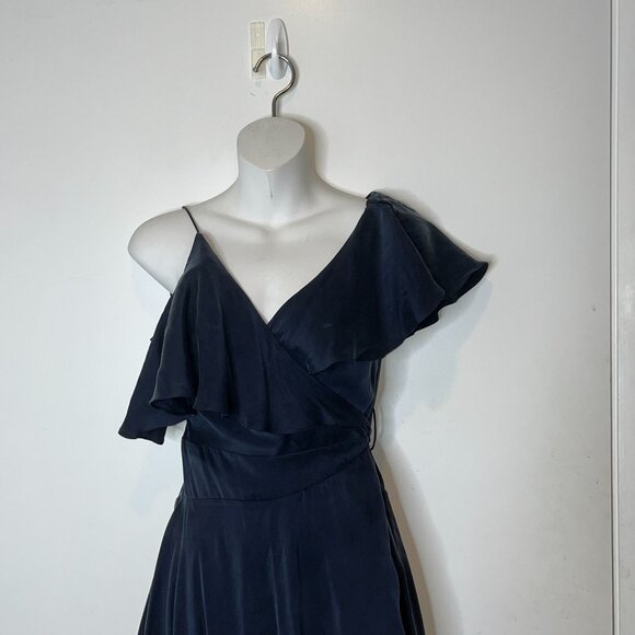 Zimmermann One-Shoulder Ruffled SIlk Wrap MIdi Dress Size 0 - Picture 3 of 11